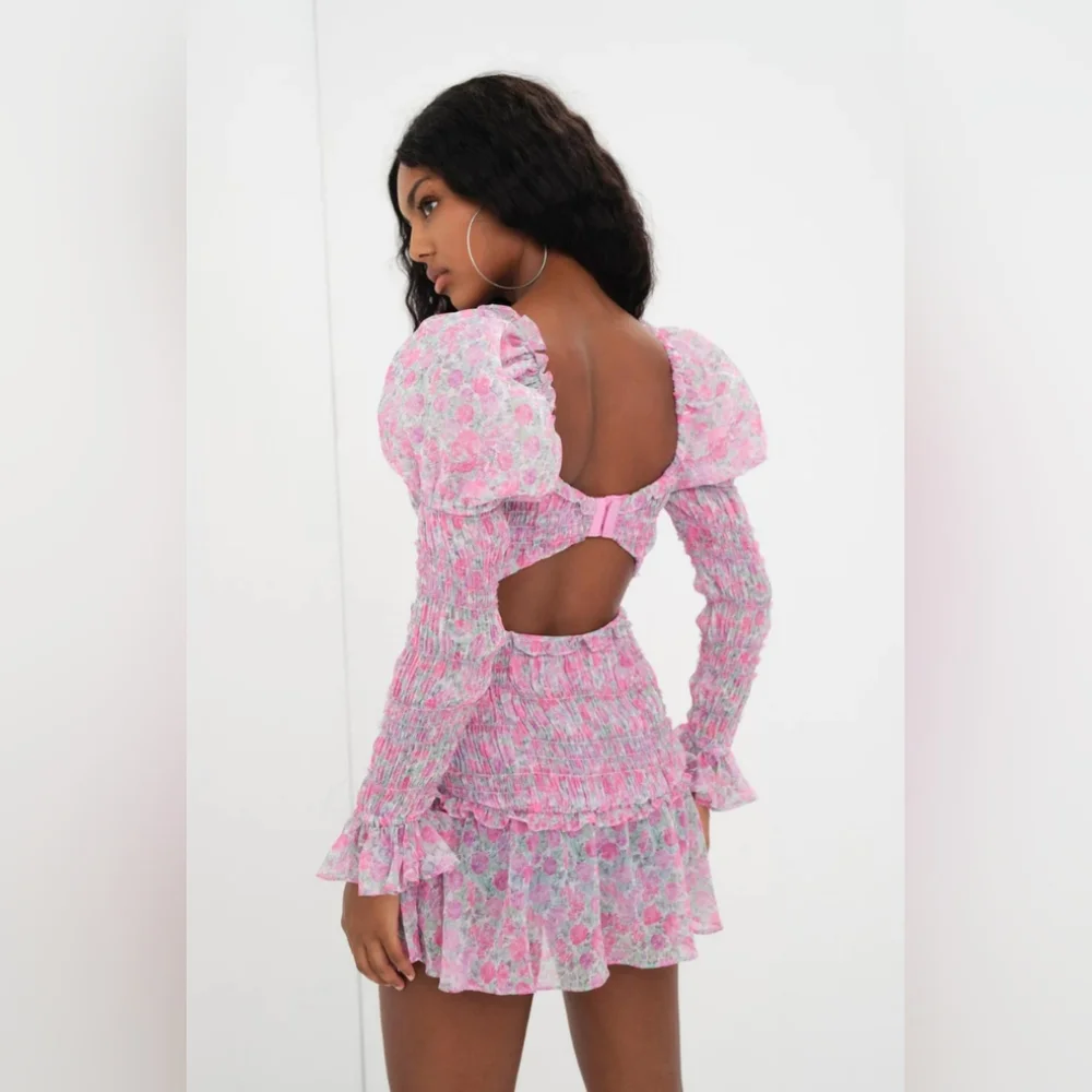 π For Love & Lemons Oakley Mini Dress Size Small πͺ»π·πΌπ»πͺ· NWT - Picture 6 of 16